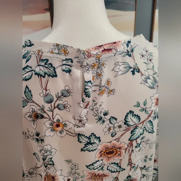 Loft floral blouse short sleeve high low XL - Picture 4 of 8
